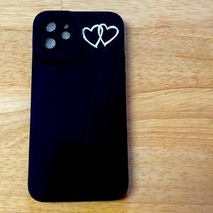 iPhone 12 Black With Double Heart Case